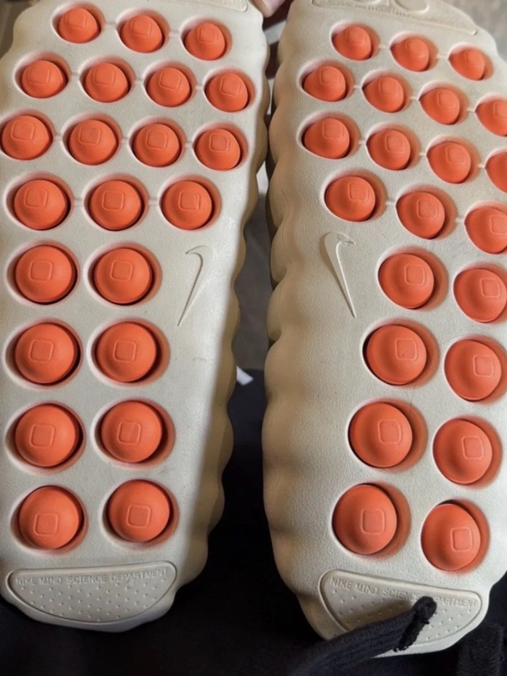 Nike Cream Foam Slip-On with Orange Outsole Accents